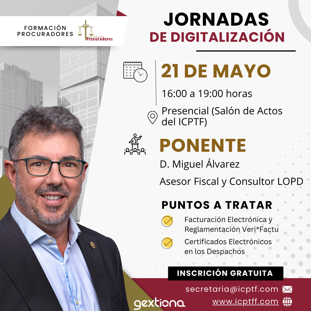 Portada de Formación para Procuradores los días 21 y 22 de mayo de 2025